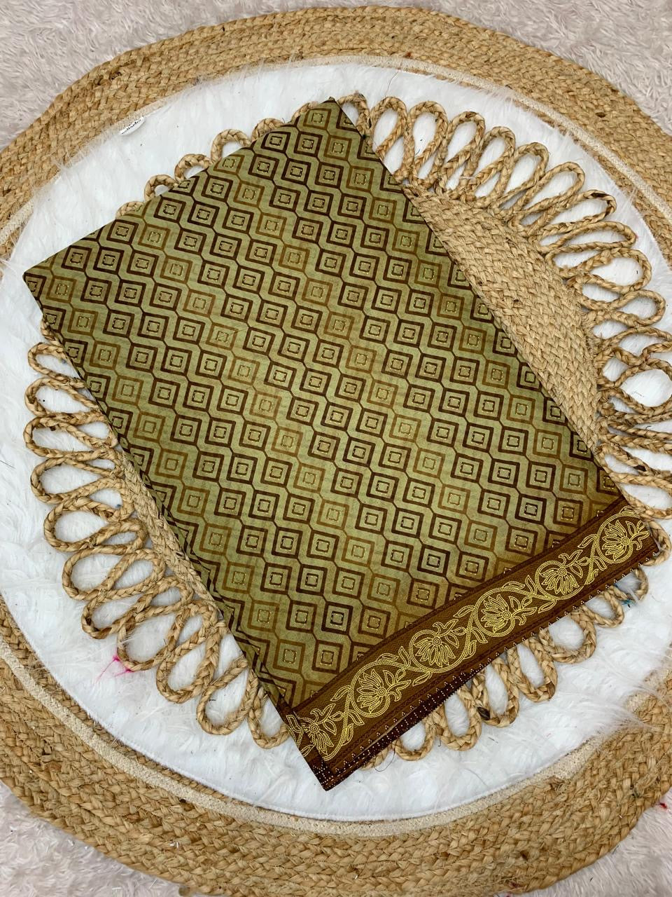 Pure Suti Cotton Saree with Traditional Batik Print – Chikko Tone and Multiple Colour Options