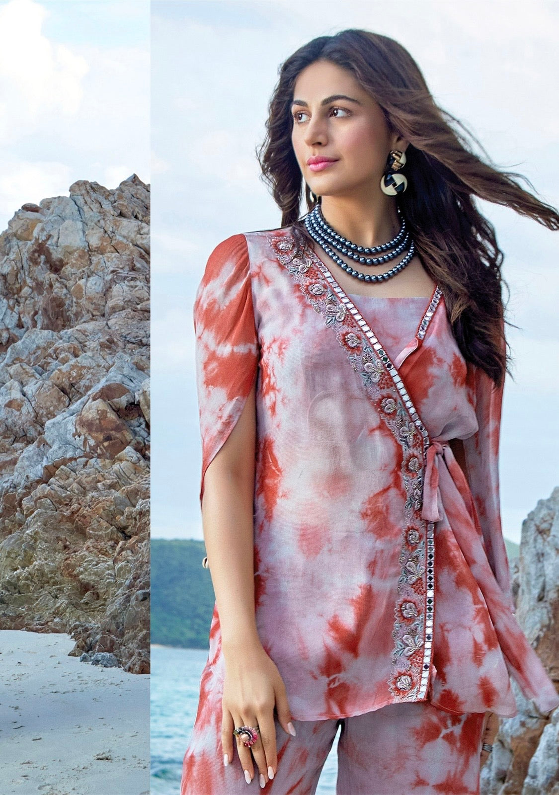 Smokey Designer Dress for Women in Georgette, Chinon & Crepe with Handwork and Tie-Dye Finish