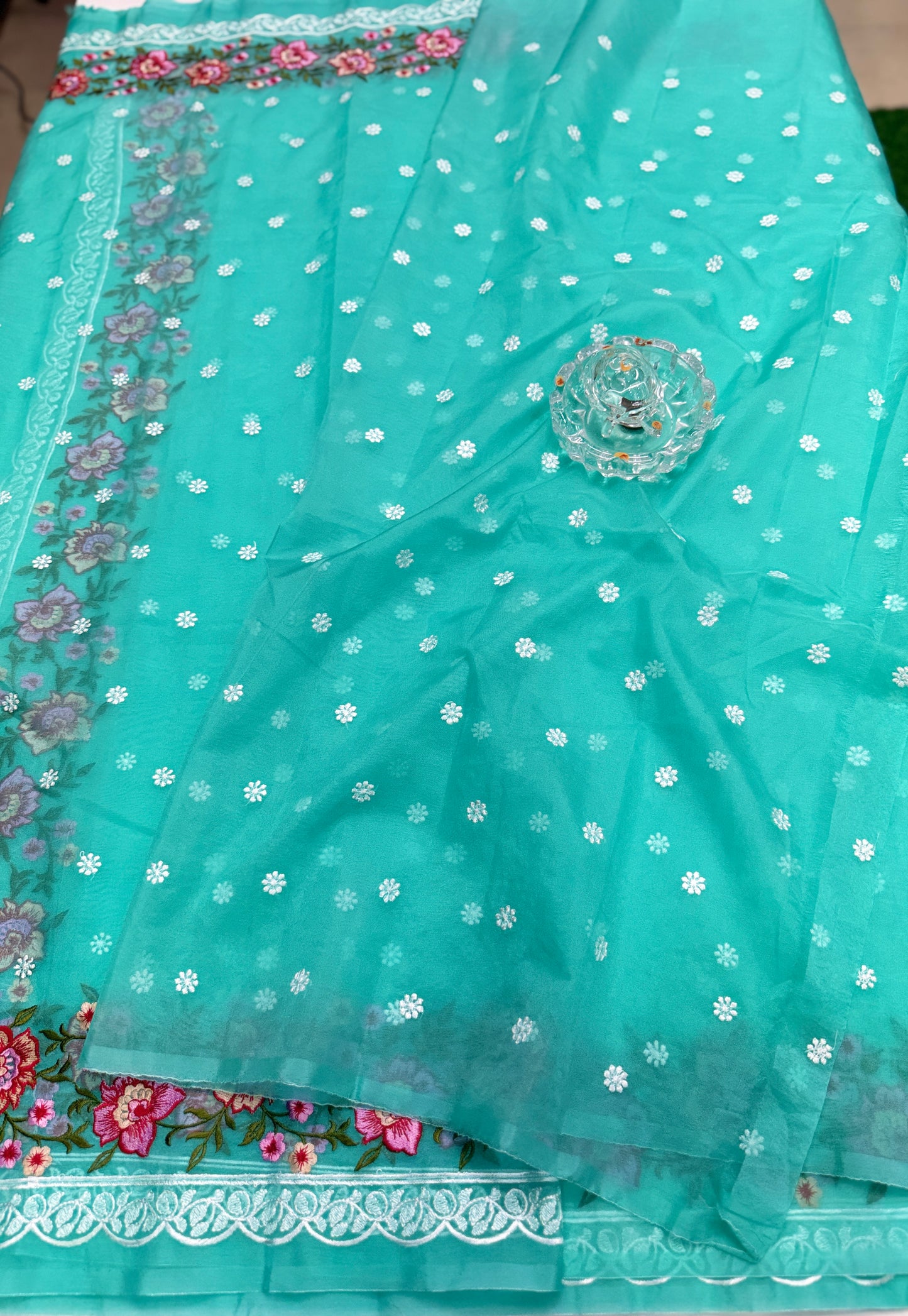 Banarasi Semi-Organza Saree with Embroidery and Fancy Border – Lightweight Festive Saree for Women