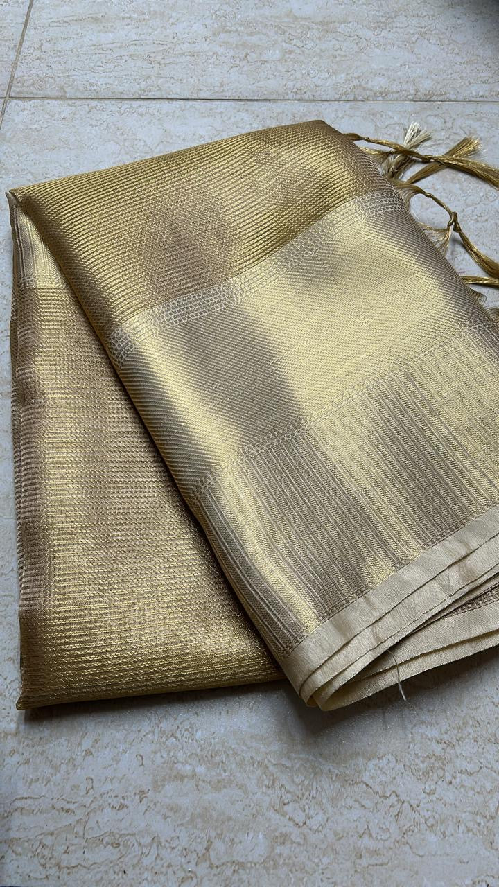 Banarasi tissue soft silk saree with all-over tanchui weaving, brocade blouse and rich pallu