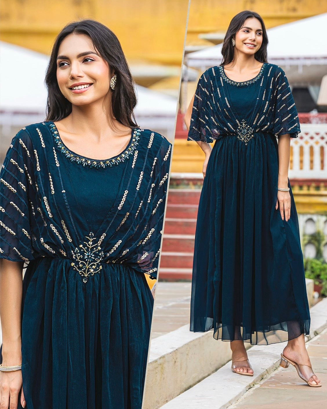 Women’s Premium Long Gown Dress – One-Piece Ethnic Wear(Sizes L, XL)