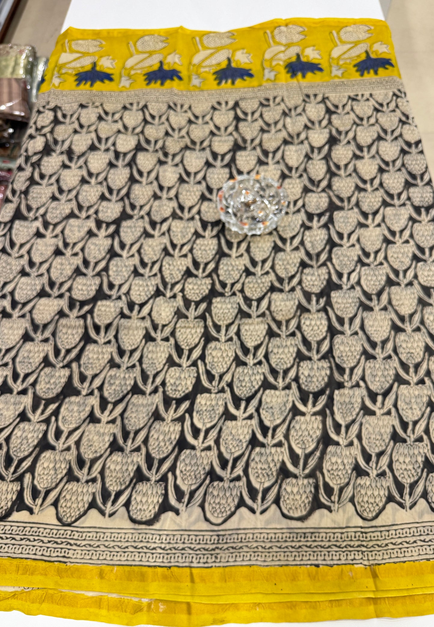 Pure Chanderi Silk Saree with Intricate Handblock Print and Blouse Piece – Traditional Wear for Women