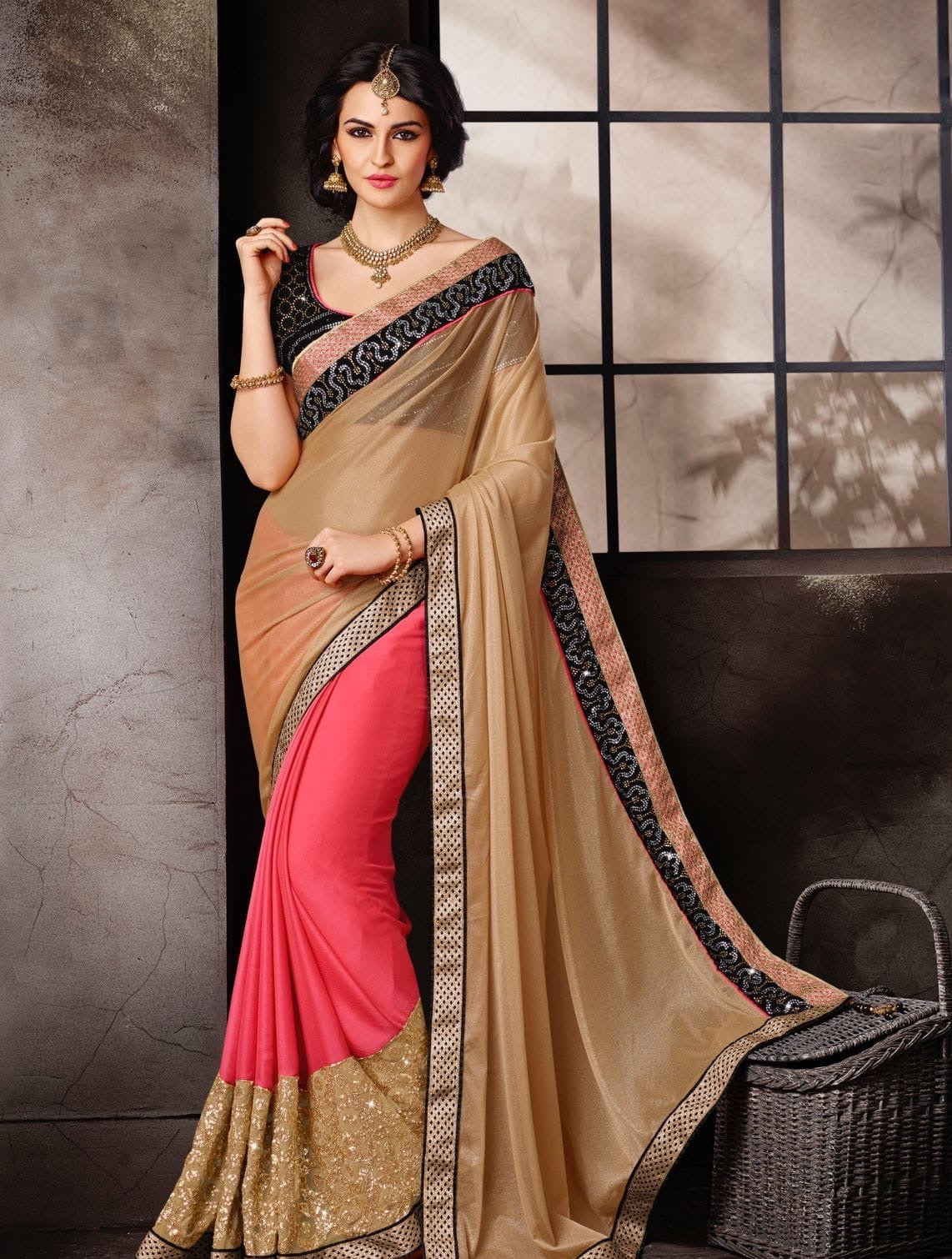 Fancy Fabric Saree with Matching Blouse – Festive Ethnic Wear for Women