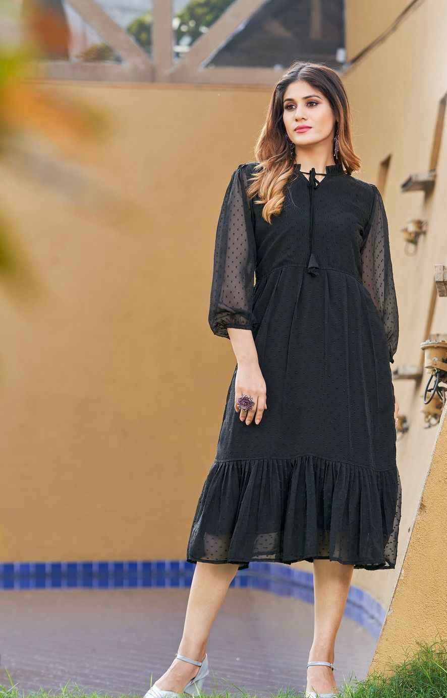 Bubble Georgette Tunic for Women with Inner Lining and Side Pocket
