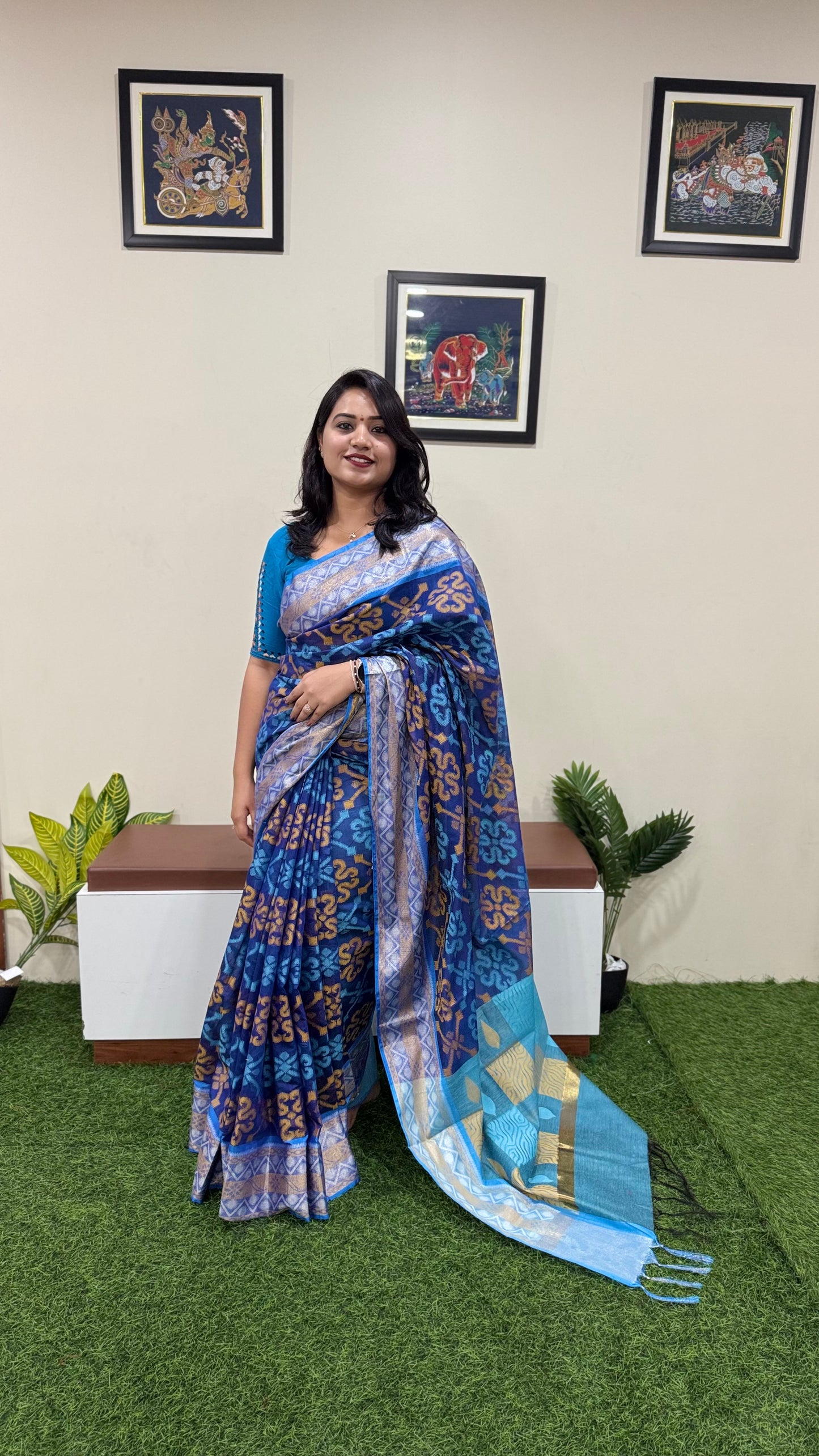 Pochampally Pure Cotton Saree for Women with Traditional Ikat Weave and Blouse Piece – Multiple Colors