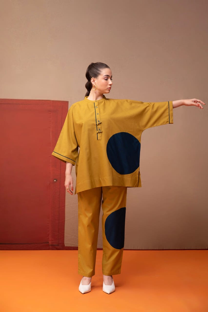 Cotton Applique Co-Ord Set for Women with Fish Button Detailing – Artistic Ethnic Wear (M to XXL)