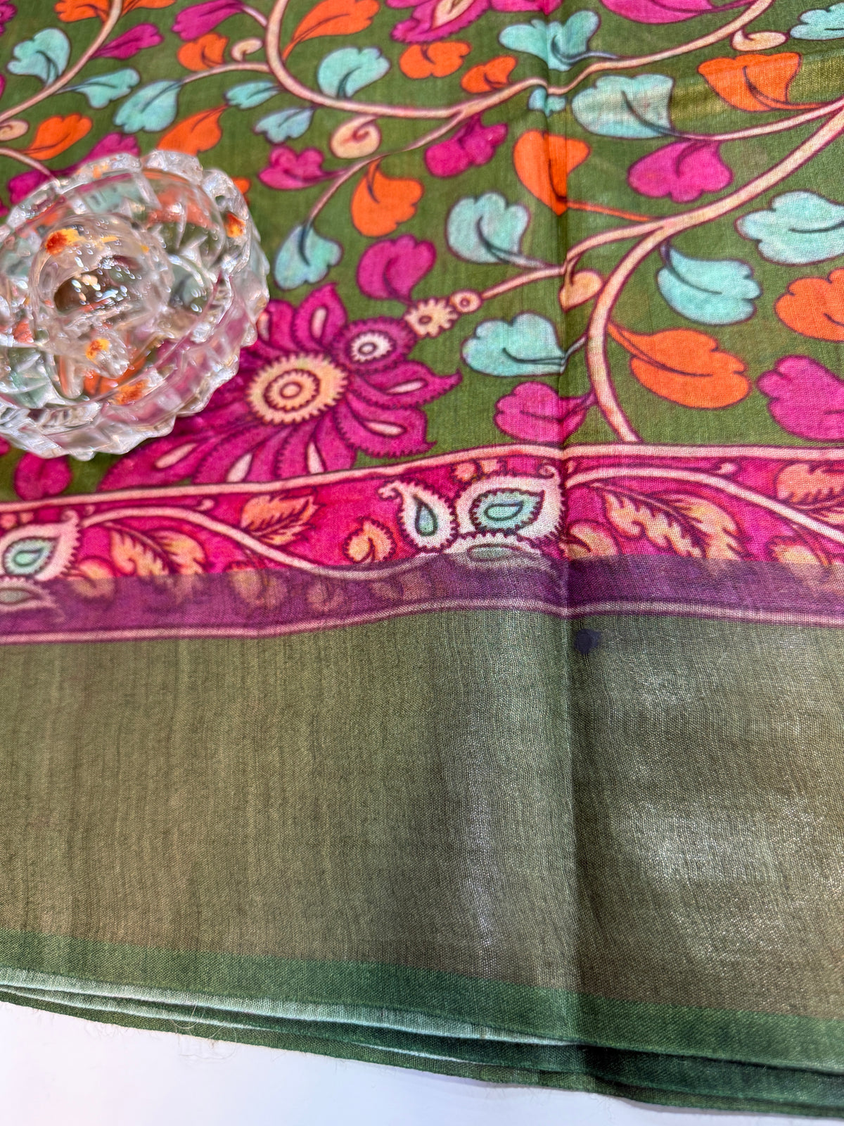 Tussar Munga Silk Saree with Hand-Painted Like Kalamkari Design – Silkmark Certified