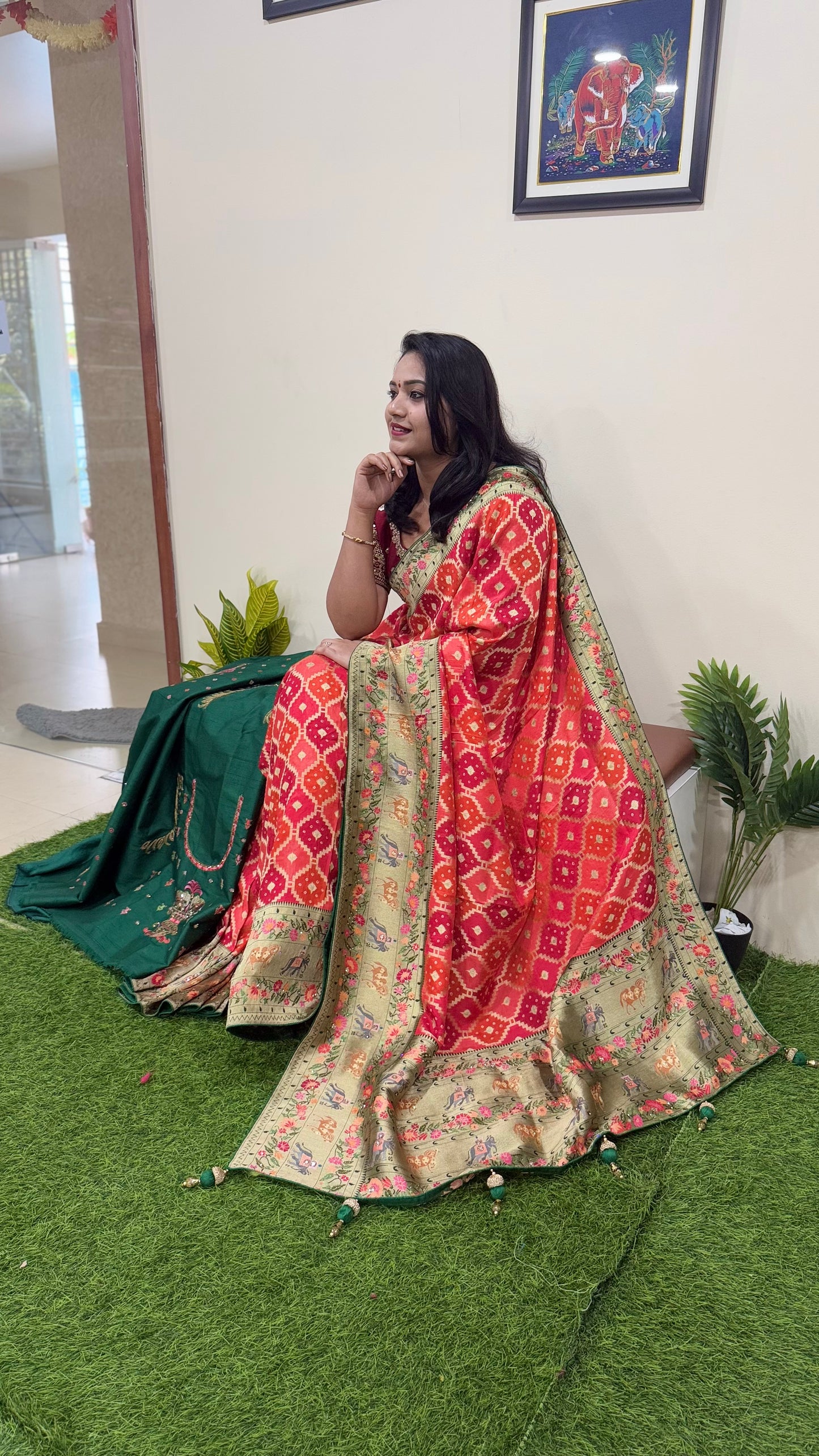 premium designer saree with traditional weaving and embroidered blouse – ethnic festive wear for women