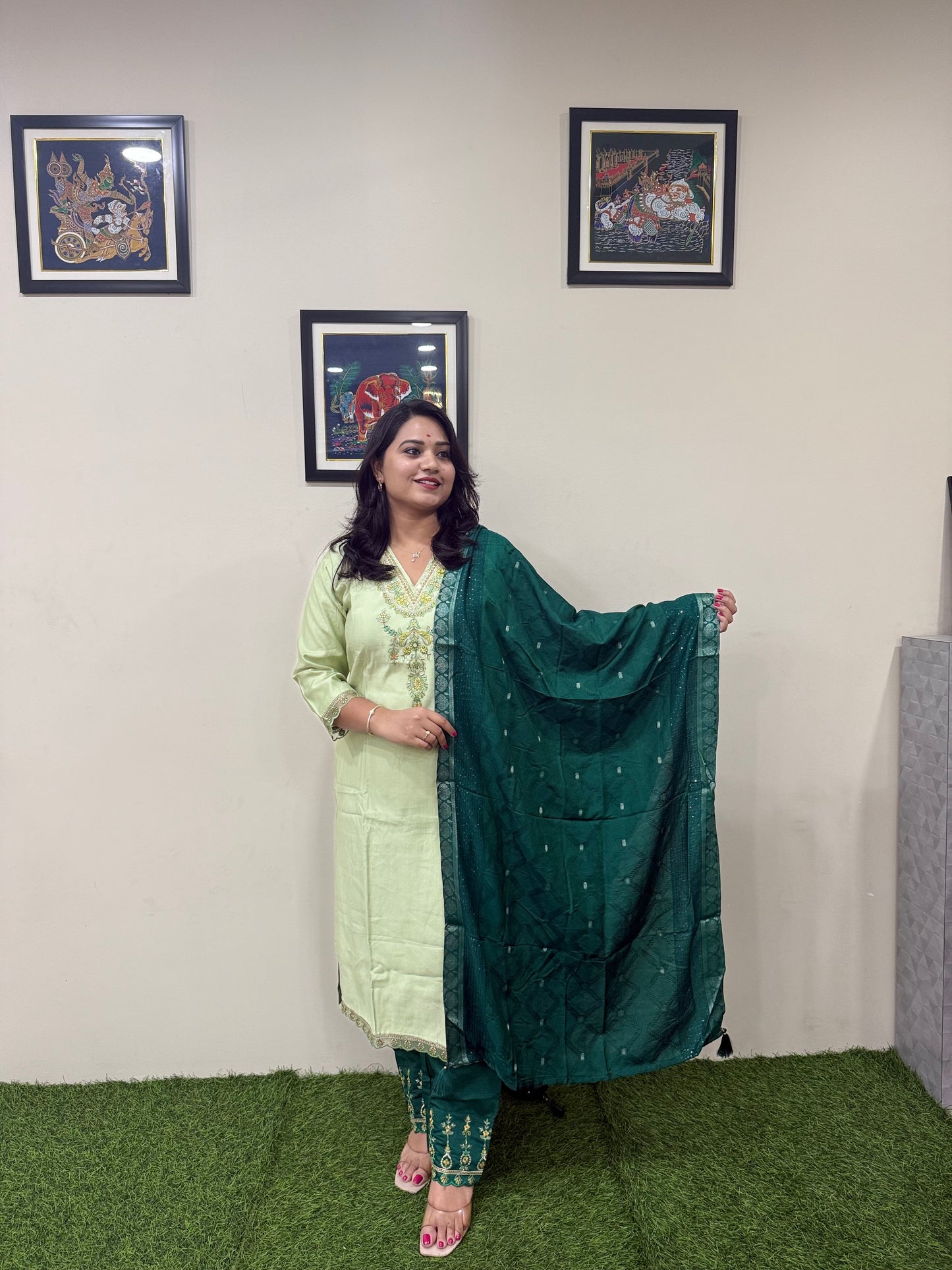 Viscose Embroidered 3-Piece Suit Set with Jacquard Dupatta – XL to 3XL