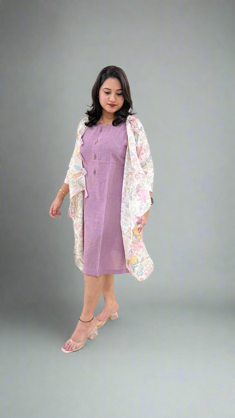 Cotton Inner with Muslin Silk Shrug – Women’s Premium 2-Piece Outfit (Sizes 38, 40, 42)