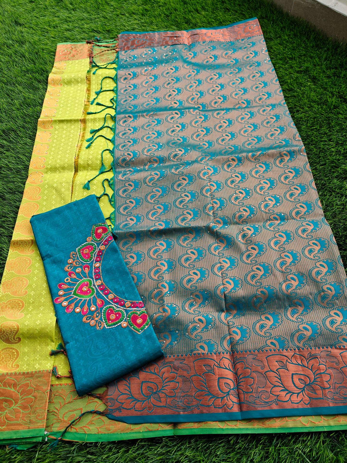 Soft Silk Saree with Cutwork and Stone Embellishments for Women