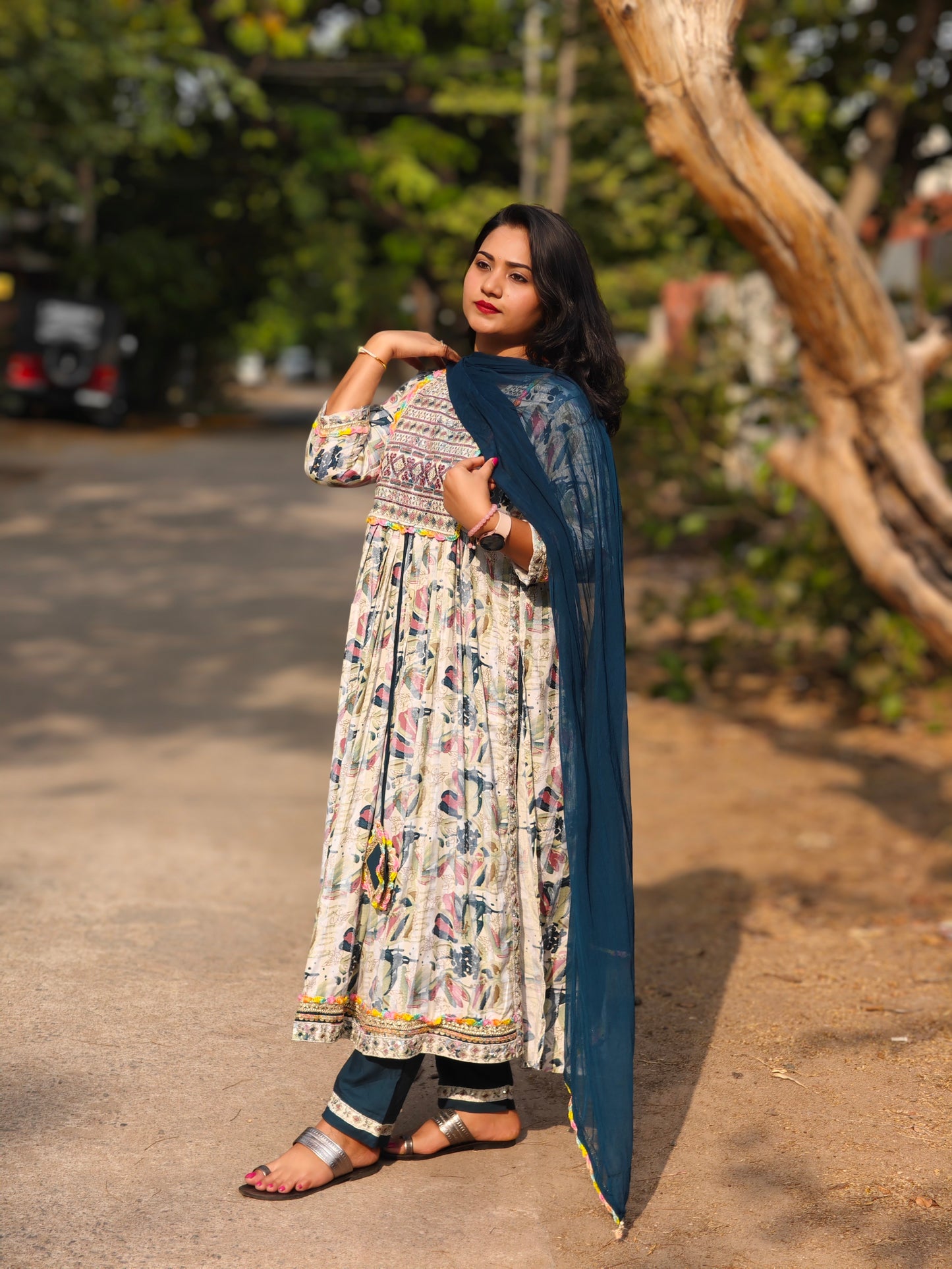 Heavy Rayon Printed Kurta Pant Dupatta Set with Embroidery for Women – Sizes M to XXL