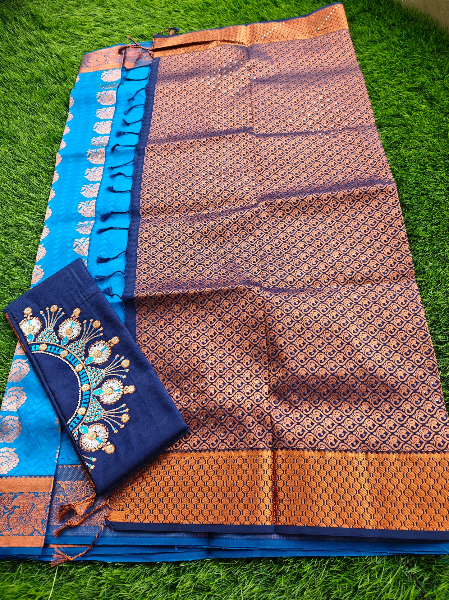Soft Silk Saree with Cutwork and Stone Embellishments for Women