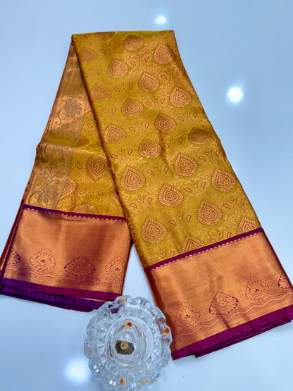 Bridal Kanchipuram Style Silk Saree with Rich Zari Border – Festive Wear