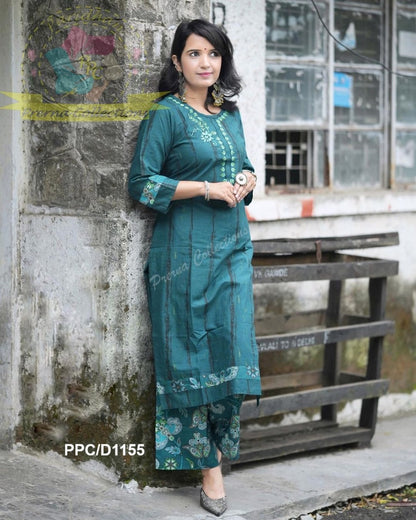 Embroidered Kurti Pant Set for Women – Elegant 2-Piece Ethnic Wear – Sizes 40 42 44