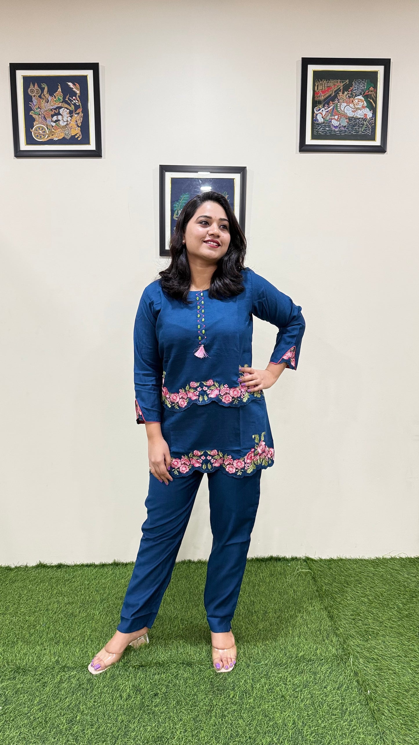 Women's Viscose Latex Co-ord Set in Trendy Solid Design – Sizes XL to 3XL