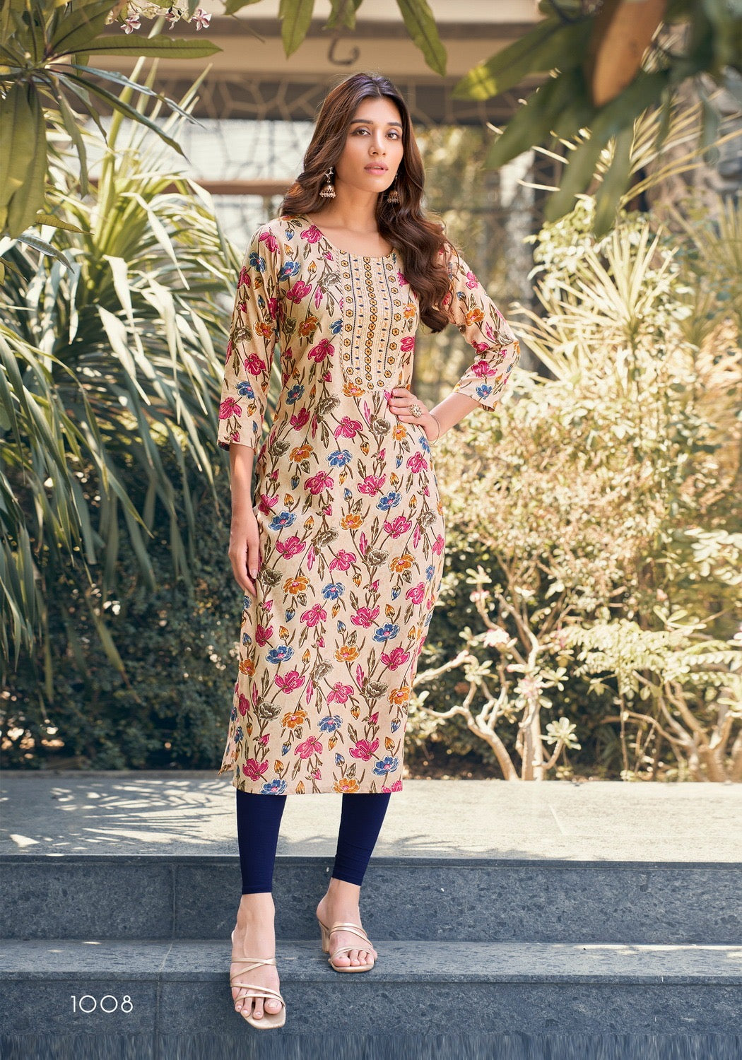 Heavy Rayon Foil Print Kurti with Heavy Sequence Work – Sizes S to 4XL
