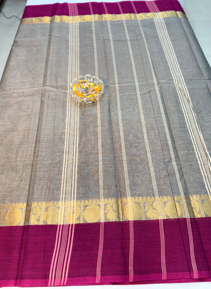 Chettinad Pure Cotton Saree with Zari Border – 80 Count, 20 Colours, 5.5m Length