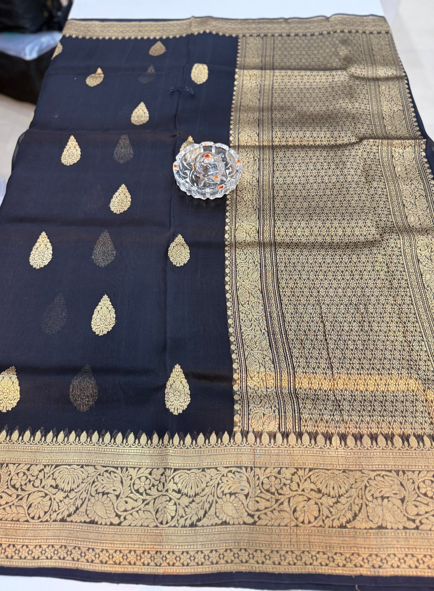 Banarasi handloom pure kora organza saree with kaduwa zari weaving and silkmark certified blouse