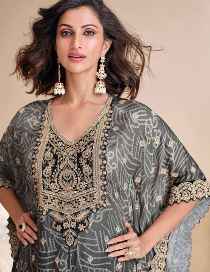 Pure Viscose Natural Crepe Silk Hand-embellished gota patti work with hand mirror work