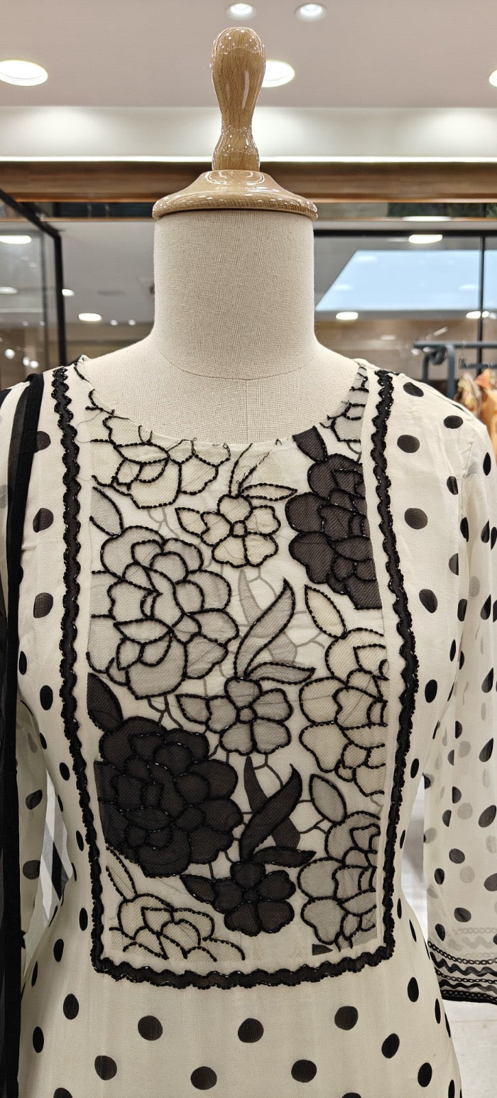 Organza kurta set for women with applique floral work, cutdana detailing, shantoon pant and dupatta