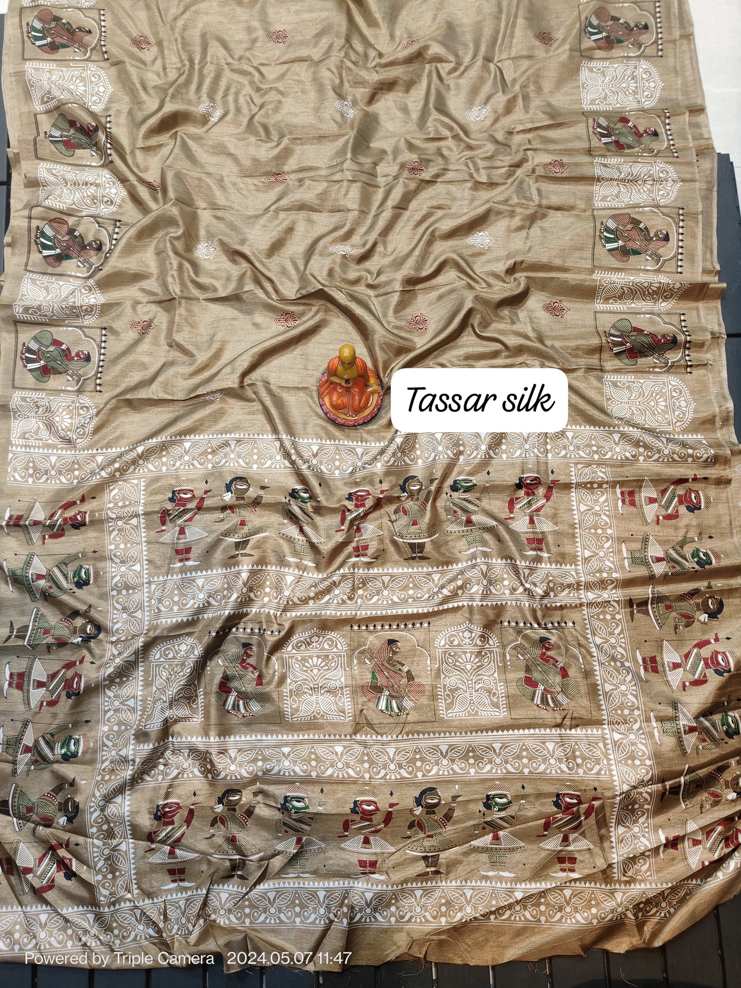 Semi Tussar Silk Saree with Matching Blouse Piece – Elegant Festive and Party Wear