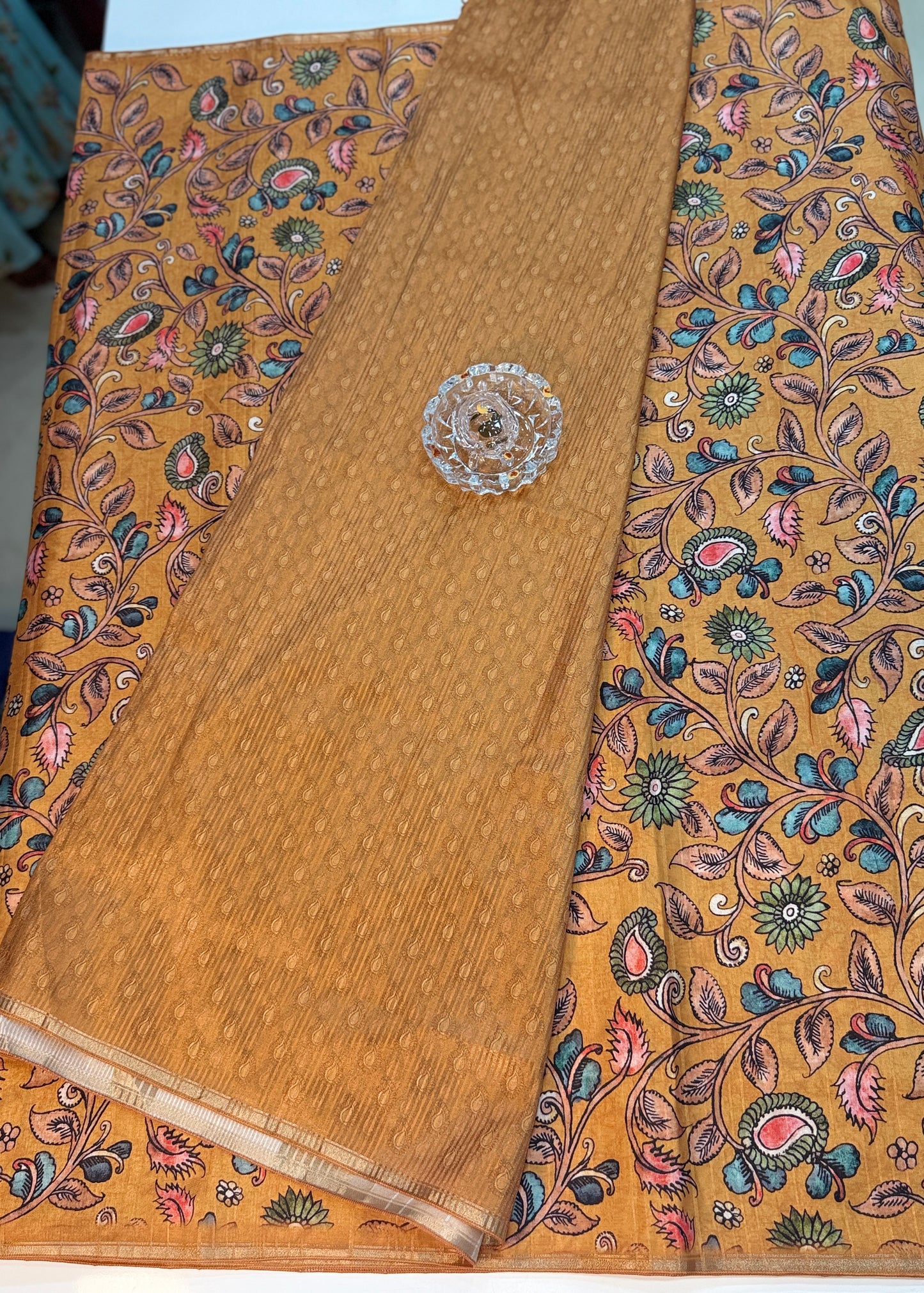 Kota Silk Printed Saree with Floral Design and Contrast Pallu for Women