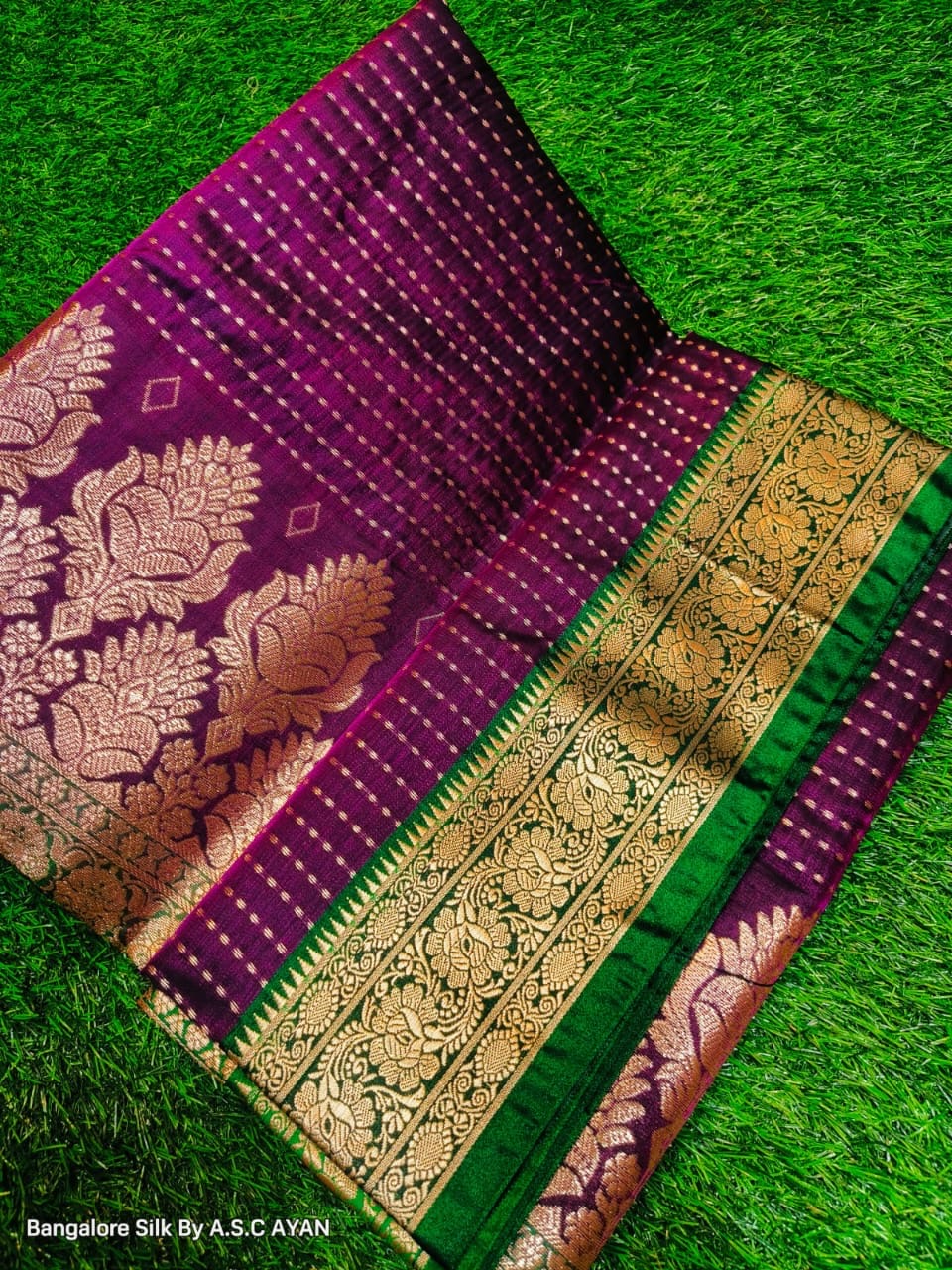 Bangalore Silk Saree with Pure Velvet Touch, Dual Tone Colour & All-Over Chunri Butta Design
