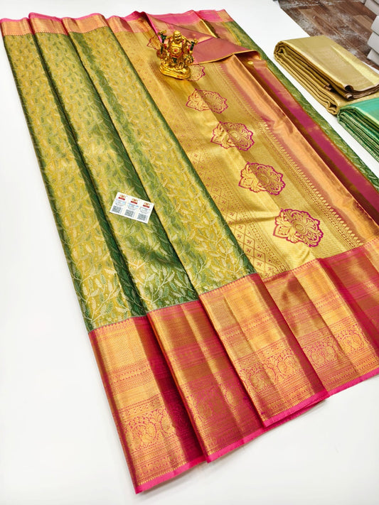 Pure Kanchipuram Wedding Silk Saree for Women – Handwoven with Zari Work, Bridal Special