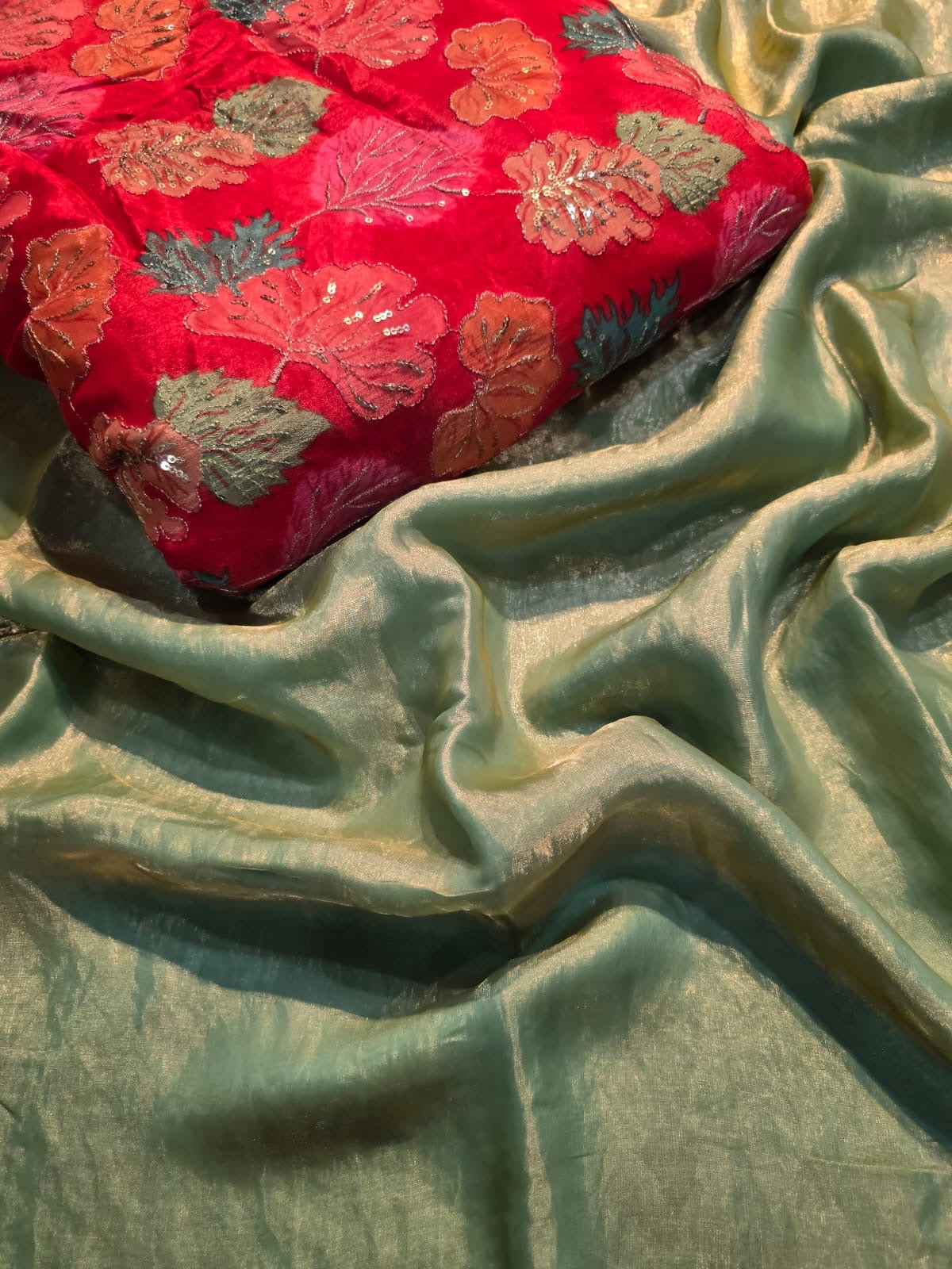 Space Soft Silk Saree with Embroidered Position-Print Blouse – Elegant Festive and Party Wear Saree for Women