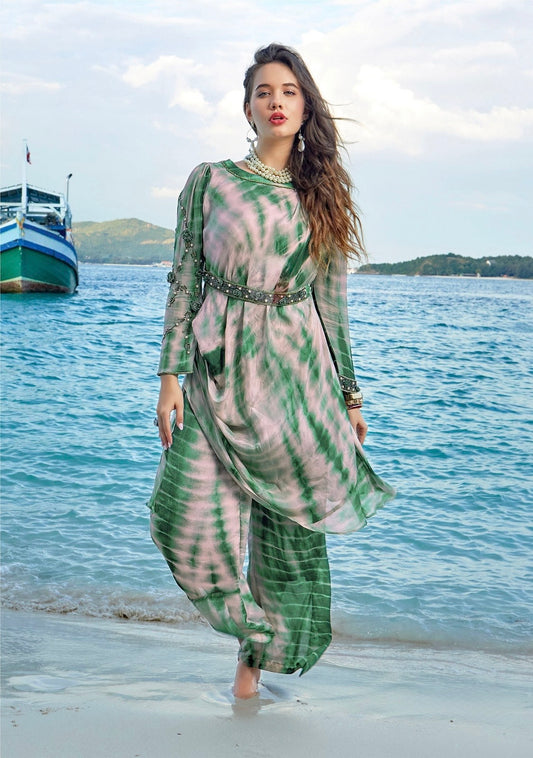 Smokey Designer Dress for Women in Georgette, Chinon & Crepe with Handwork and Tie-Dye Finish