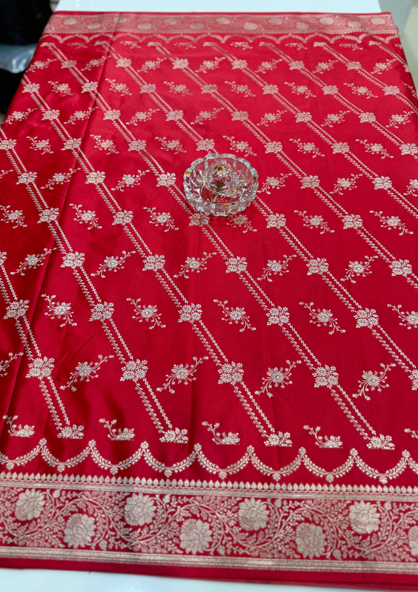 Mashru katan silk saree for women with Banarasi-style zari weaving and contrast brocade blouse piece