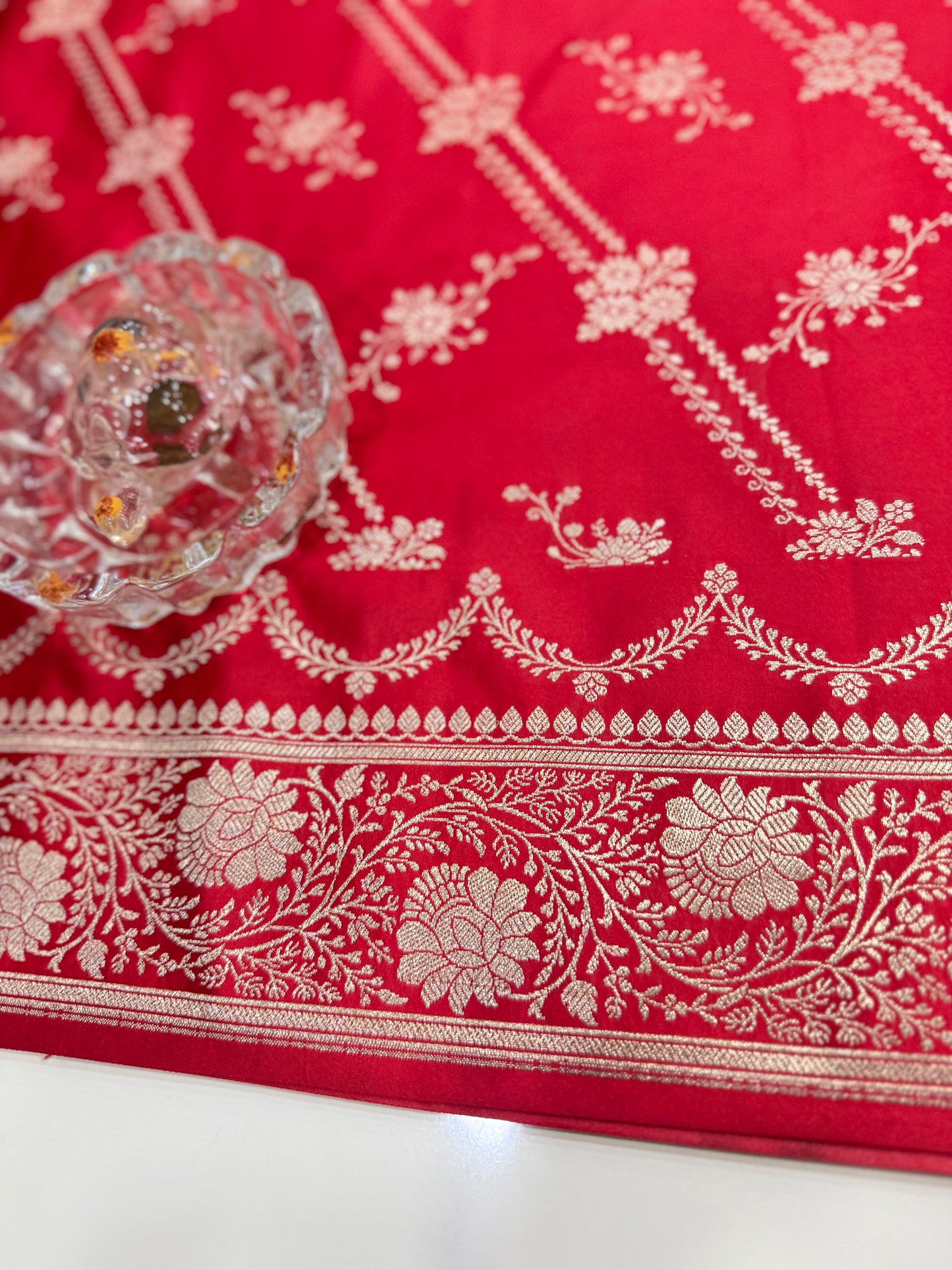 Mashru katan silk saree for women with Banarasi-style zari weaving and contrast brocade blouse piece