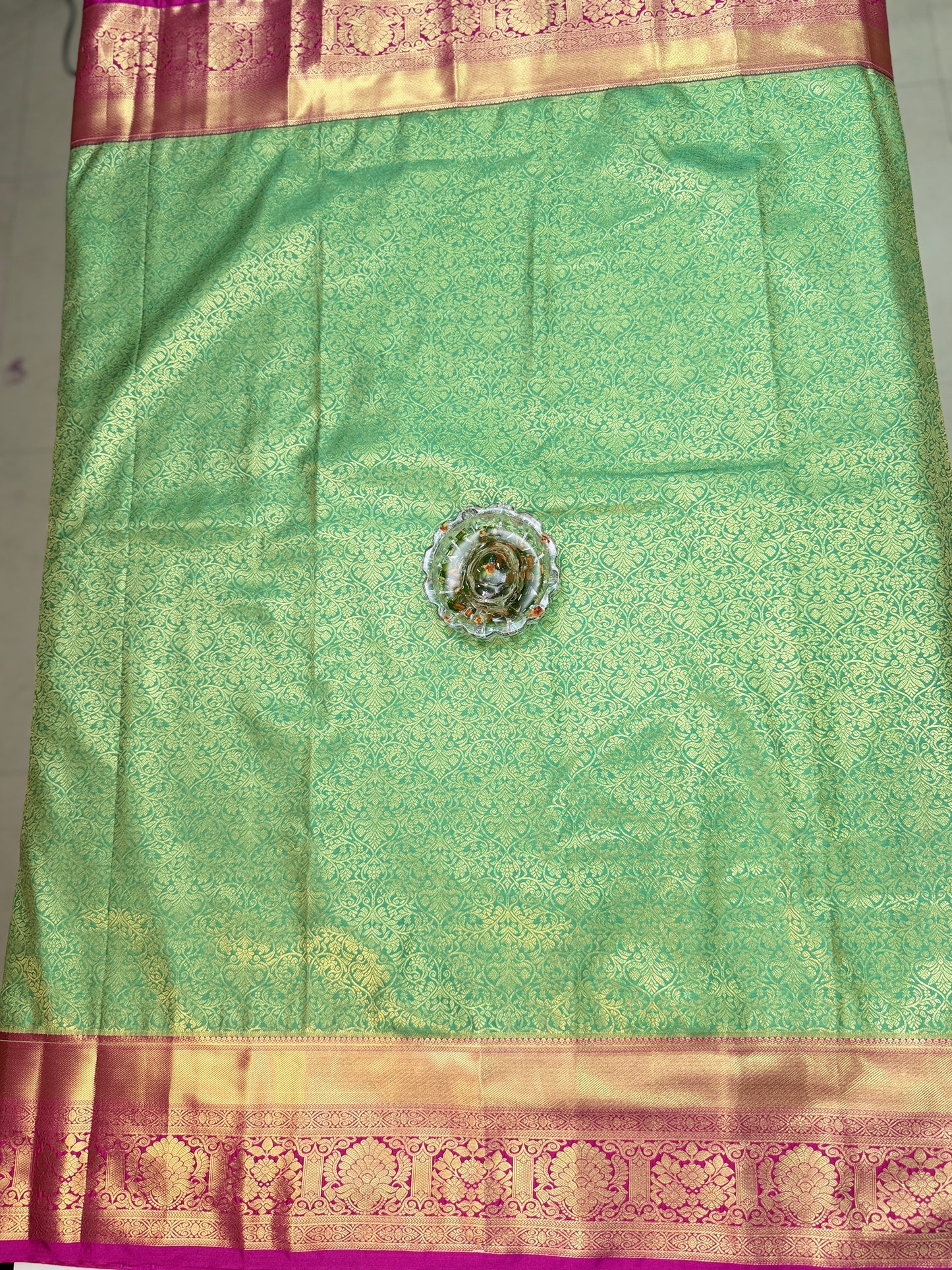 Semi Kanchi Pattu Brocade Saree with Zari Weaving and Contrast Border – Festive Wear