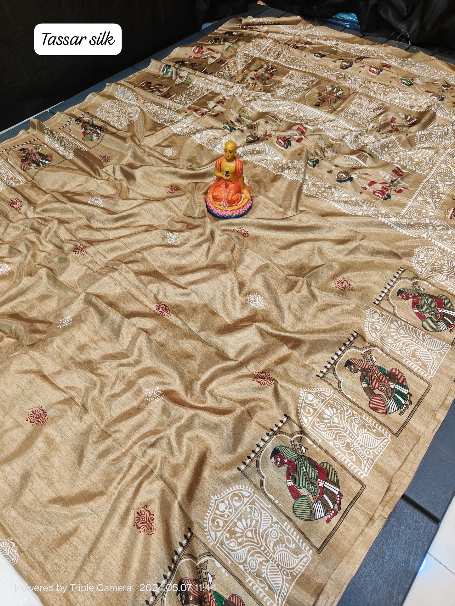 Semi Tussar Silk Saree with Matching Blouse Piece – Elegant Festive and Party Wear