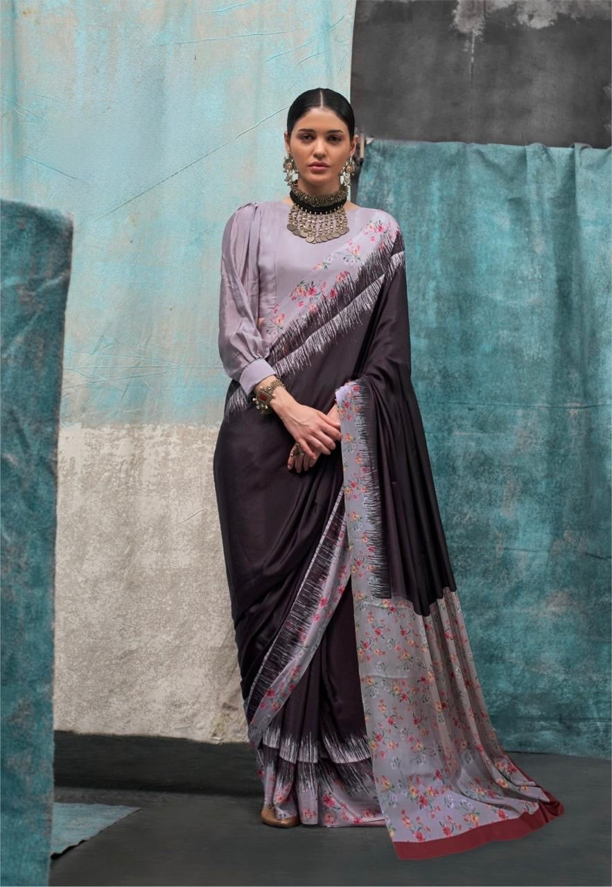 Pure Crepe Saree with Elegant Design and Matching Blouse Piece – Festive & Wedding Wear for Women