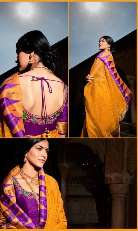 Organza Tissue Silk Saree with Embroidery or Swarovski Work and Heavy Designer Blouse – Wedding and Festive Wear for Women