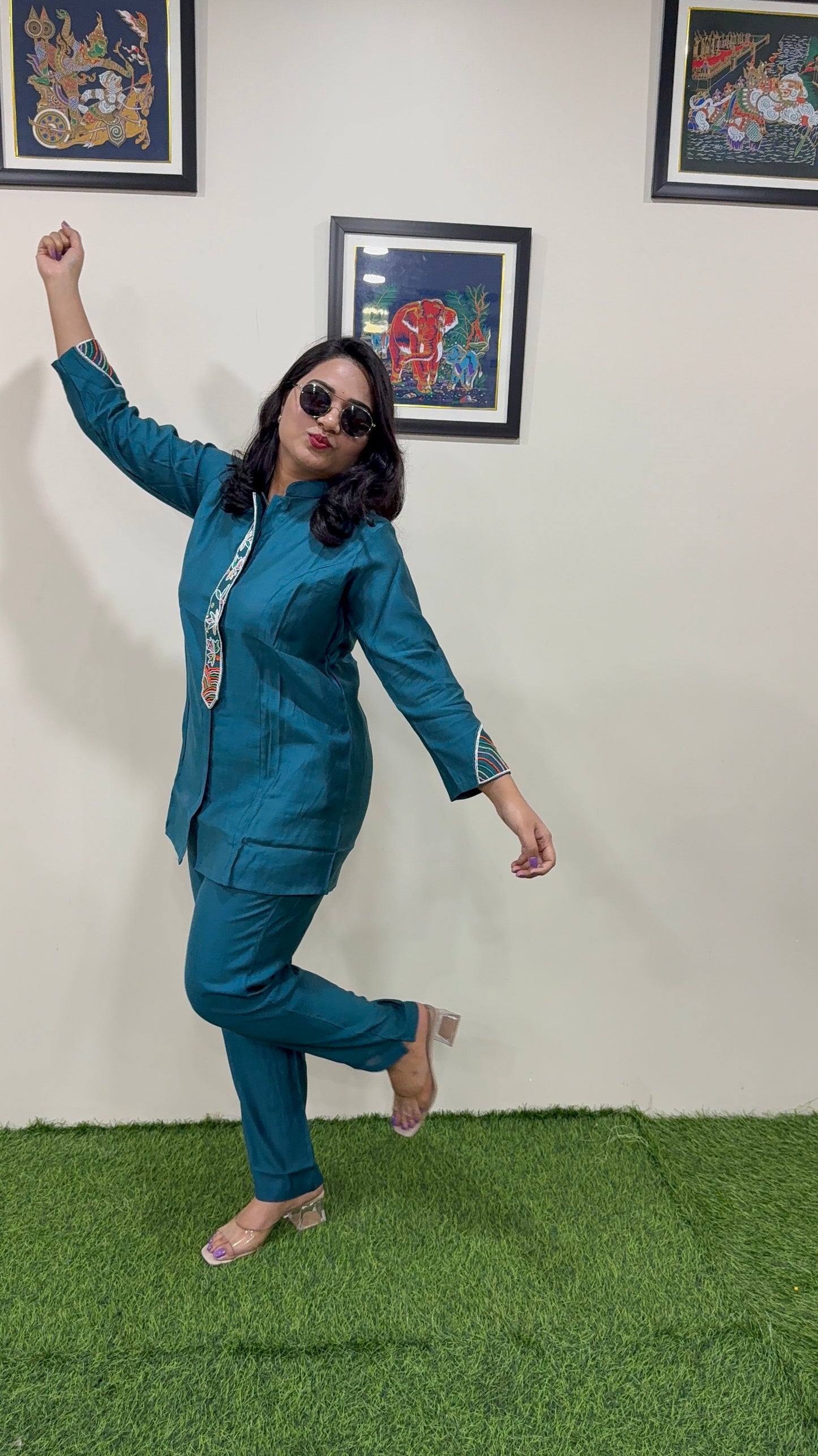 Women's Viscose Latex Co-ord Set in Trendy Solid Design – Sizes XL to 3XL