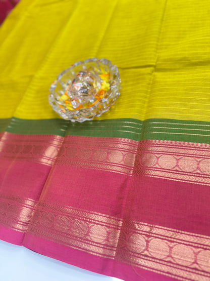 Chettinad Pure Cotton Saree with Zari Border – 80 Count, 20 Colours, 5.5m Length