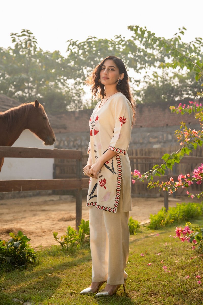 Women's Cotton Flex Embroidered Kurta Pant Set – Daily Wear (Sizes M to XXL)