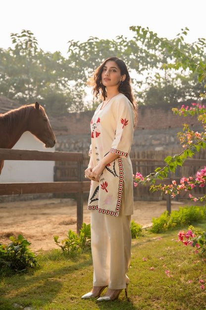 Women's Cotton Flex Embroidered Kurta Pant Set – Daily Wear (Sizes M to XXL)