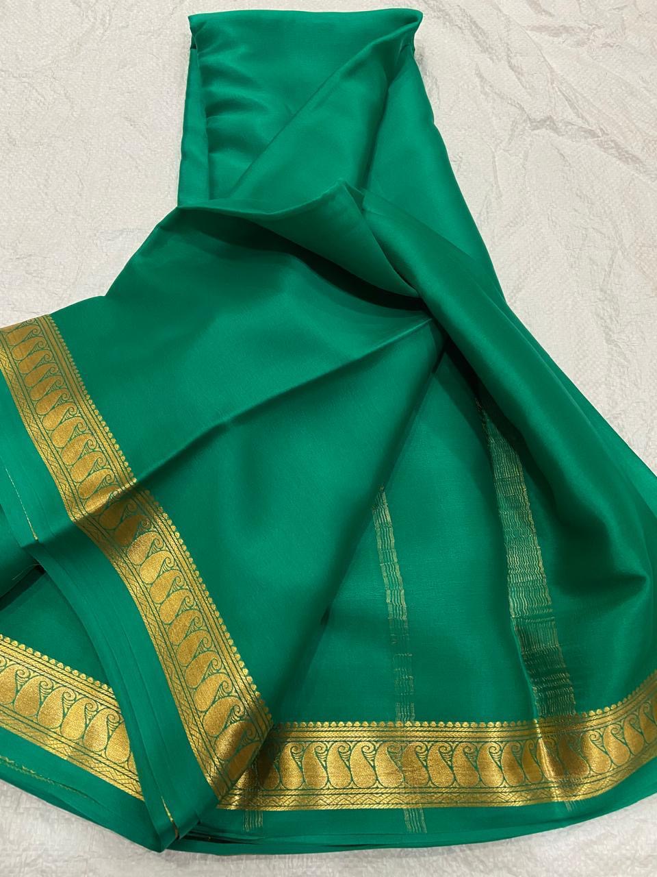 Pure Crepe Mysore Silk Saree for Women – Silk Mark Certified Lightweight Traditional Saree