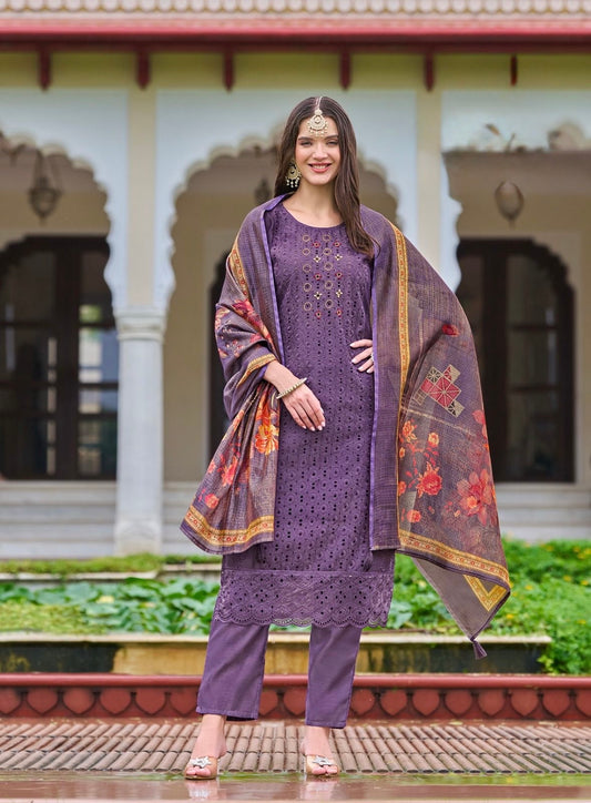 Chanderi Silk Chifli Work Kurti with Pant & Digital Print Dupatta – Festive Wear – Sizes XXL to 4XL