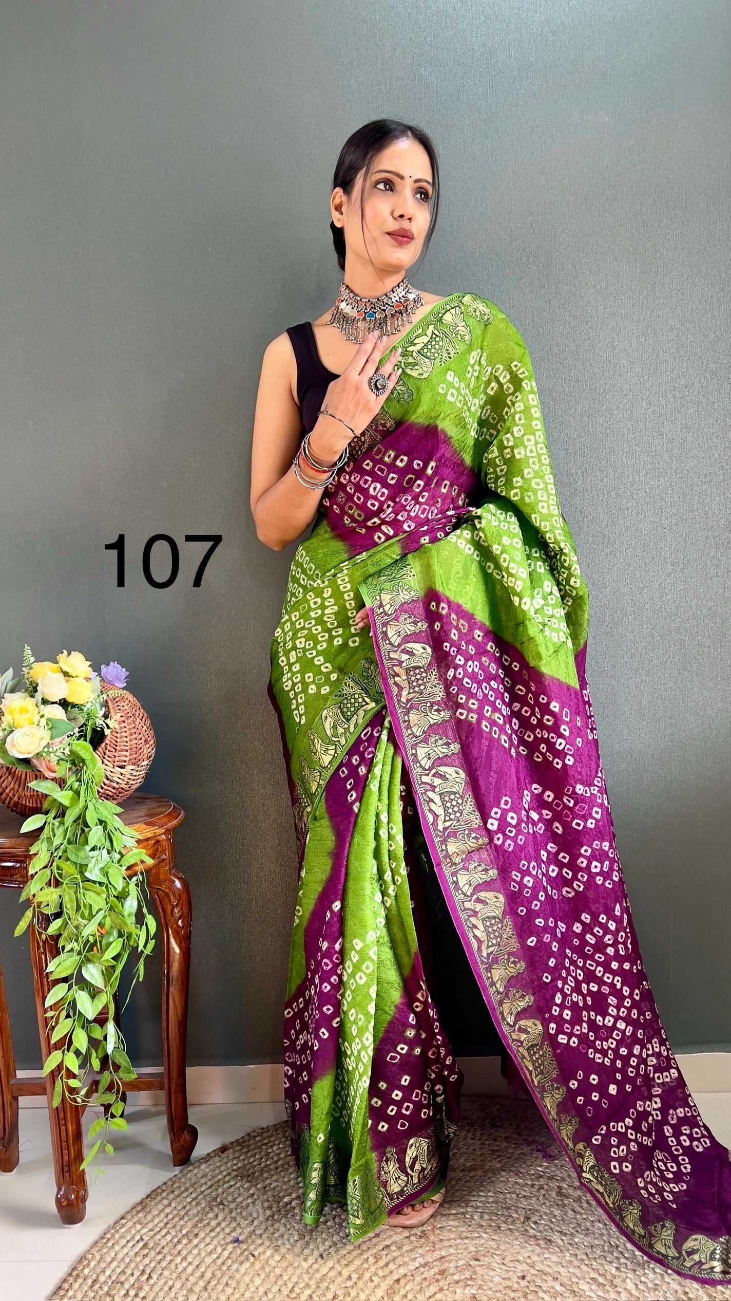 Art Silk Bandhani Saree with Hand Bandhej Work and Running Blouse – Festive Wear for Women