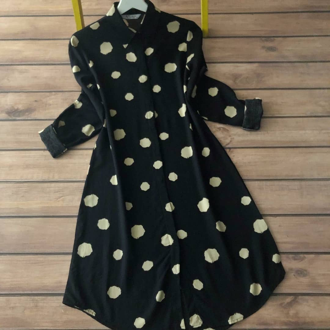 Reyon Digital Print Collared Top with Three-Quarter Sleeves – Women’s M to XXL