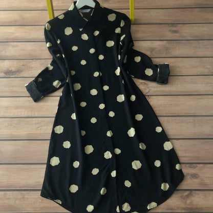 Reyon Digital Print Collared Top with Three-Quarter Sleeves – Women’s M to XXL