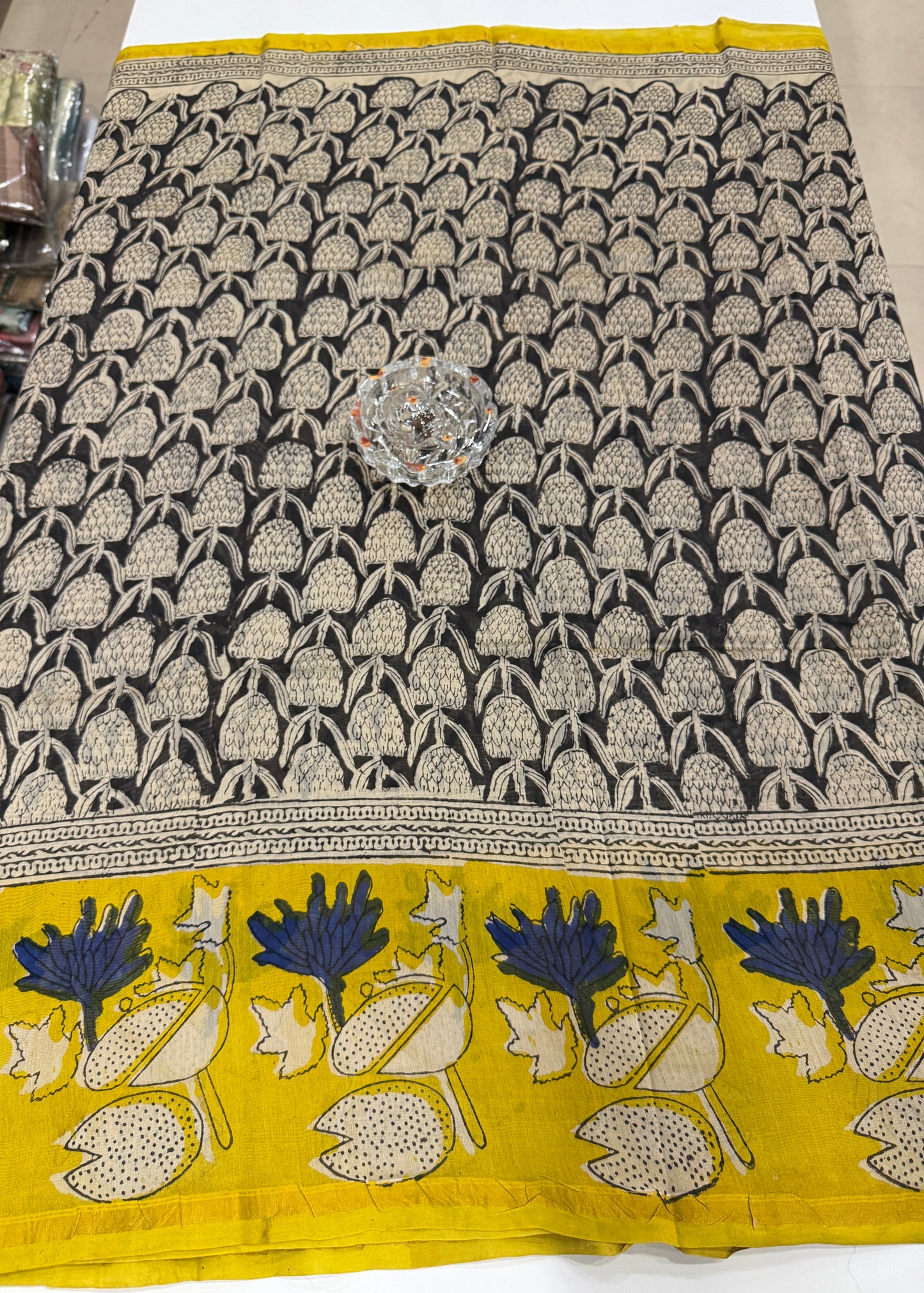 Pure Chanderi Silk Saree with Intricate Handblock Print and Blouse Piece – Traditional Wear for Women