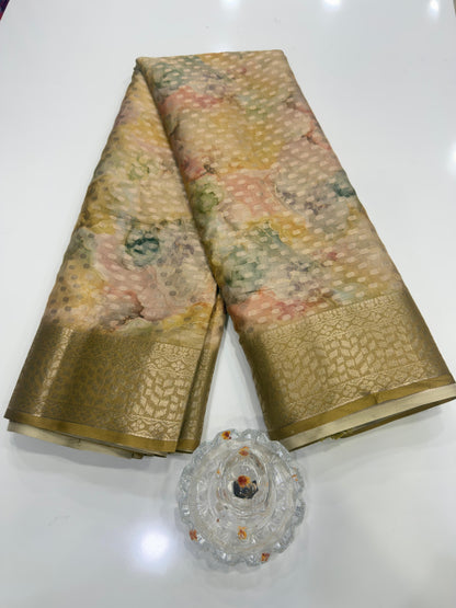 Georgette Silk Butti Saree with Rich Printed Pallu