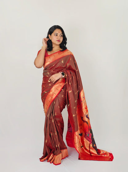 Classic Paithani Saree with Brocade Blouse and Rich Pallu – Women’s Traditional Ethnic Wear