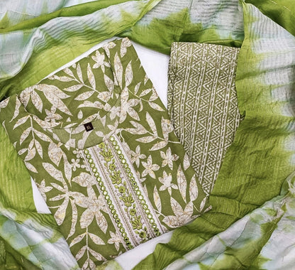 Capsule Print Salwar Suit Set with Lace Work and Lahariya Dupatta – Women’s Cotton Blend Ethnic Wear